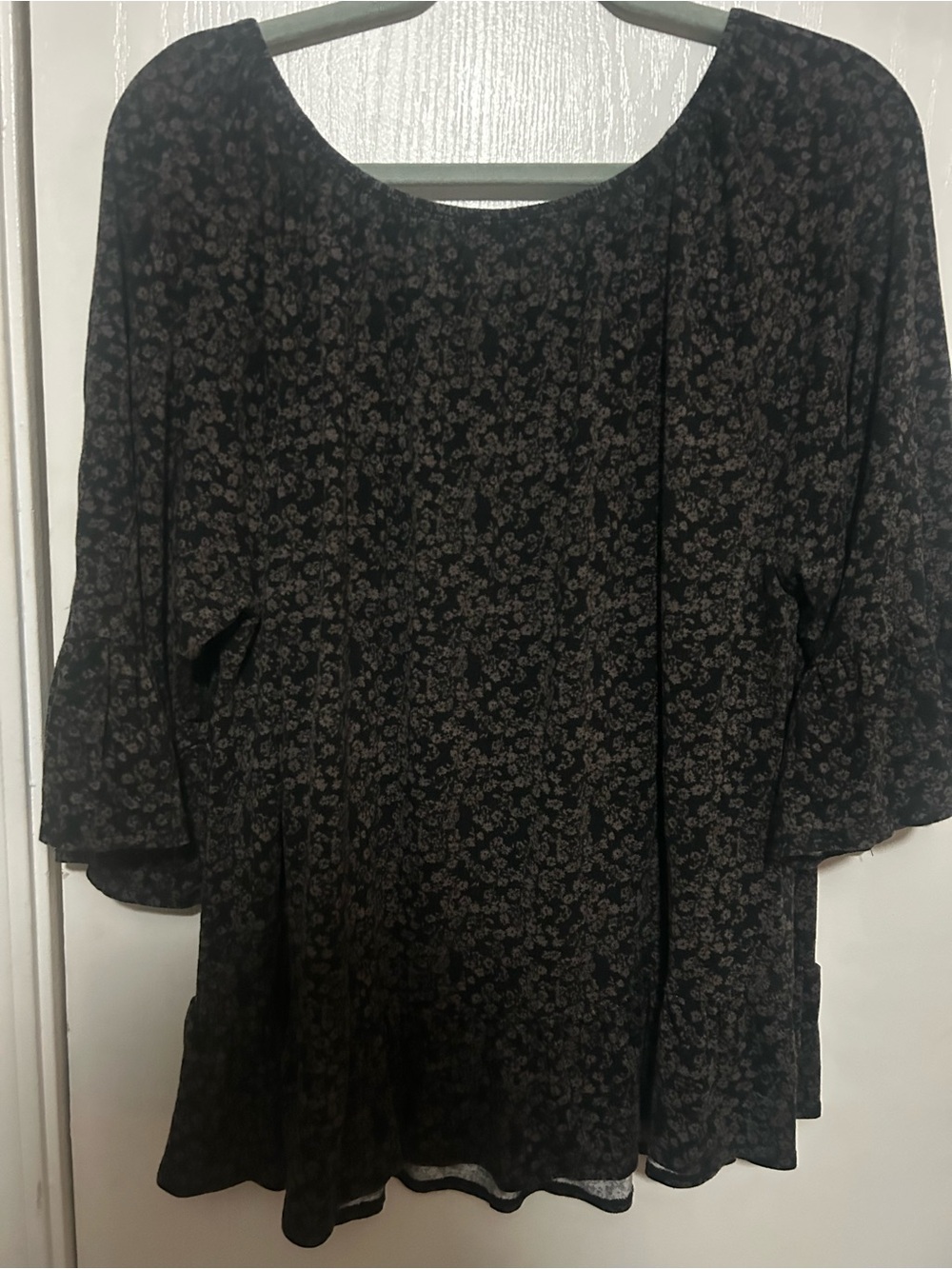Style & Co. Black Floral Scoop Neck Tunic